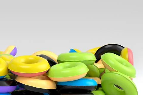 Pile of inflatable ring for swimming pool isolated on white background Stock Illustration