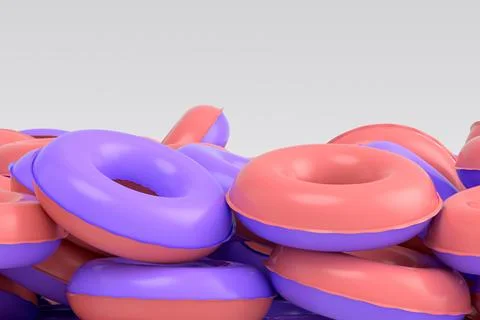 Pile of inflatable ring for swimming pool isolated on white background Stock Illustration