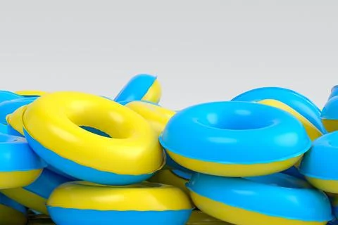Pile of inflatable ring for swimming pool isolated on white background Stock Illustration