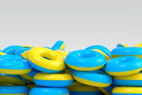 Pile of inflatable ring for swimming pool isolated on white background 스톡 일러스트