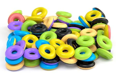 Pile of inflatable ring for swimming pool isolated on white background 스톡 일러스트