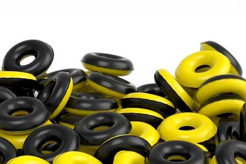 Pile of inflatable ring for swimming pool isolated on white background 스톡 사진