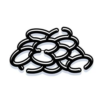 Pile of interlocking metal rings creating chainmail Stock Illustration