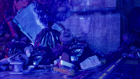 A pile of junk sitting next to a building Stock Footage 270019015