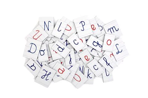 Pile of letters from a notebook on white background Stock Photos