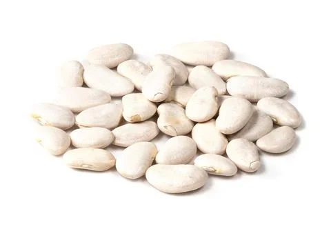Pile of lima beans closeup on white Stock Photos