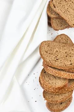 Pile of loaf bread slices Stock Photos