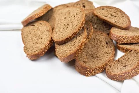 Pile of loaf bread slices Stock Photos