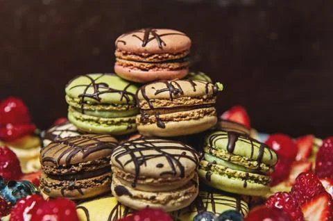 Pile of macaroons Stock Photos
