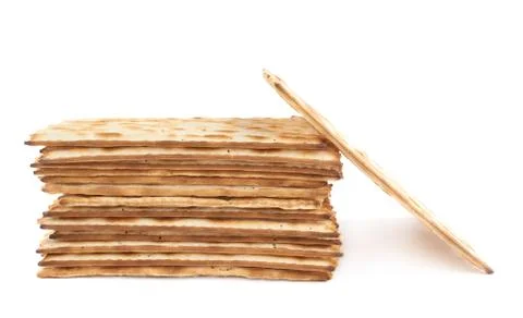 Pile of machine made matza flatbread Stock Photos