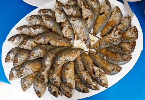Pile mackerel fish Stock Photos