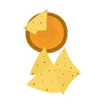 A pile of Mexican cornmeal based nacho chips and traditional orange colored Stock Illustration