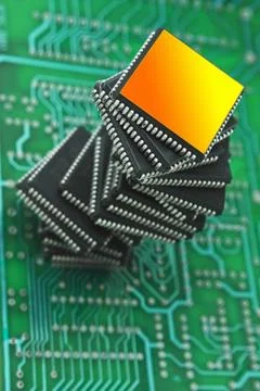 Pile of microchips Stock Photos