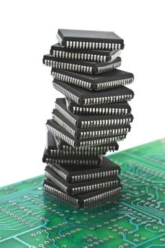 Pile of microchips Foto stock