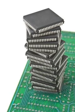 Pile of microchips Foto stock