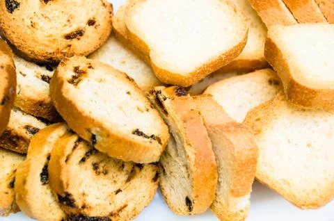 Pile of mini toasts Stock Photos