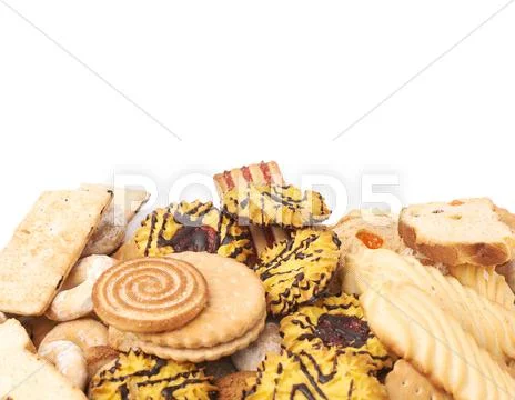 Pile of mix cookies isolated over the white background Stock Photos