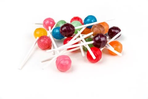 Pile of multicolored candy suckers Stock-Fotos