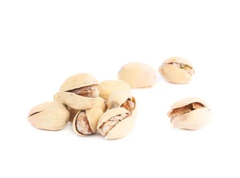 Pile of multiple pistachios isolated Stock Photos