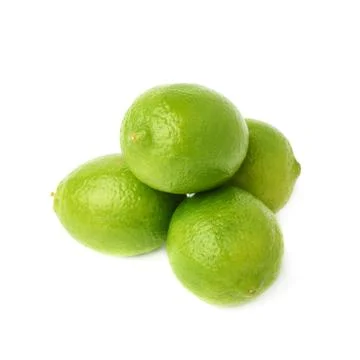 Pile of multiple ripe limes, composition isolated over the white background Stock Photos