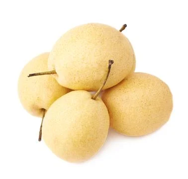 Pile of multiple yellow pears isolated Stock Photos
