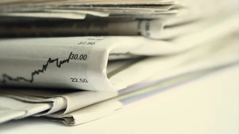 Pile Of Newspapers. A Stack Of Finance Papers. Video stock 136052574