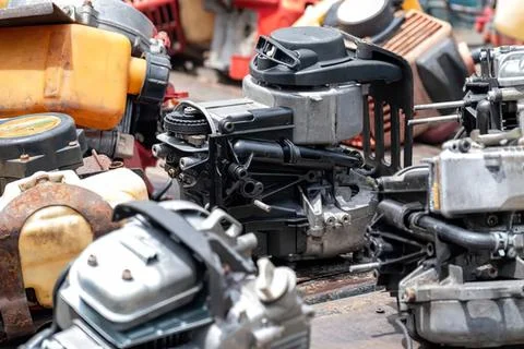 Pile of old and broken electronic devices and gadgets Stock Photos