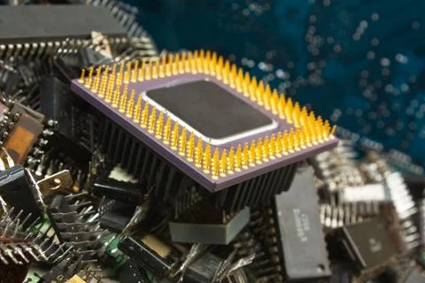 Pile old electronic chip Stock Photos