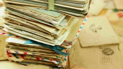 Pile of the old letters Stock Footage 91898644