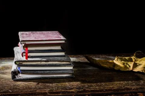 Pile of old notebooks Stock Photos