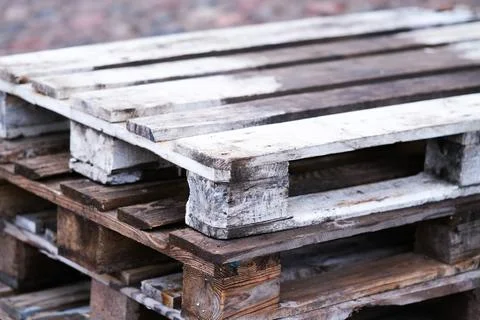 A pile of old pallets Foto stock
