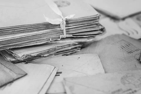 Pile of the old postal mails Stock Photos
