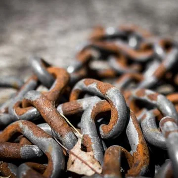 Pile of old rusted chains Stock Photos