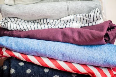 Pile of old second hand clothes. Stock Photos