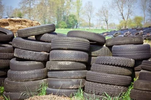 Pile of old tires Stock Photos