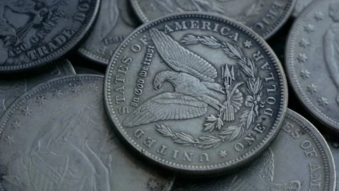 Pile Of One Dollar Coins. Loop Stock Footage 101419860