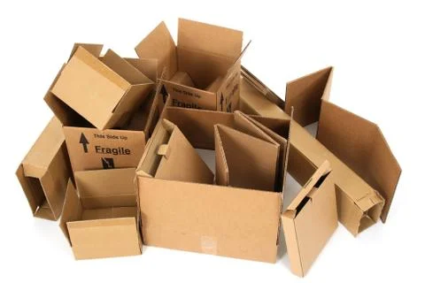 Pile of open cardboard boxes Stock Photos