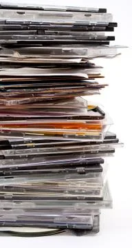 Pile of optical disc cases Stock Photos