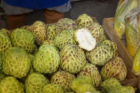 Pile or Stack or Custard Apple, Sugar-apple, natural Tropical America Sweet a Stock Photos