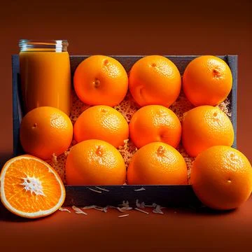 A pile of oranges lying in a chest, side view Stock Illustration