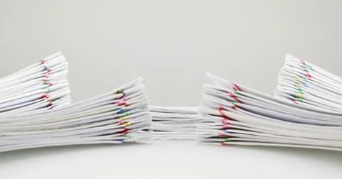 Pile overload paperwork have blur pile document around time lapse Stock Footage 68533166