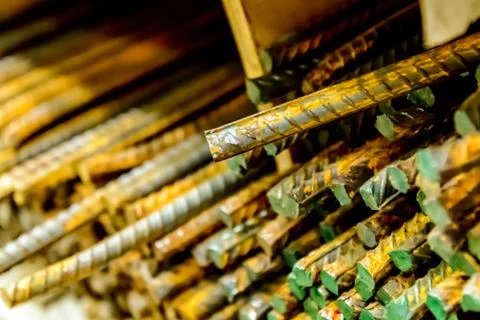 Pile of oxidizing construction rebar Stock Photos