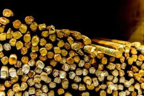 Pile of oxidizing construction rebar Stock Photos