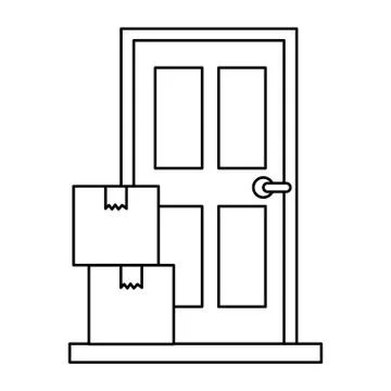 Pile packing boxes with door Stock Illustration