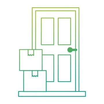 Pile packing boxes with door Stock Illustration