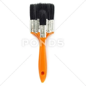 Pile of Paint brushes over isolated white background Stock Photos