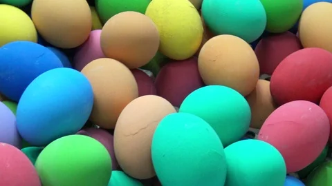 Pile of Painted Colorful Easter Eggs in market Stock Footage 99847320