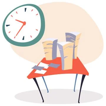 Pile of Paper Documents on Office Desk Vector Stock Illustration