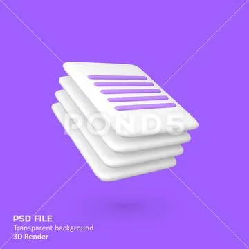 Pile of paper isolated 3d render icon illustration PSD Template