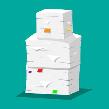 Pile of papers. Office documents heap. Stock Illustration